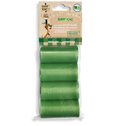 BK14041 Barry King kutyaürülék szedő zacskó - zöld, biológiailag lebomló 4x20db (72db/krt)