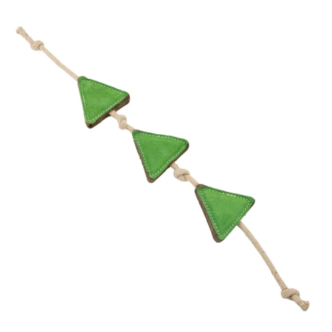 BK15618 Karácsonyi bőr kutyajáték - Karácsonyfa kötélen 70x10x10cm