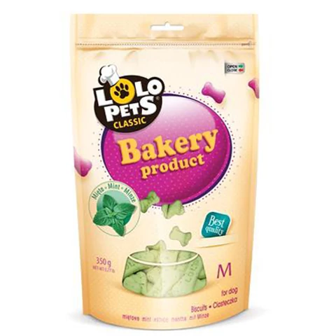 LO80804 Kutyakeksz csont alakú 'M' mentás 350g-os doypack (8db/krt)