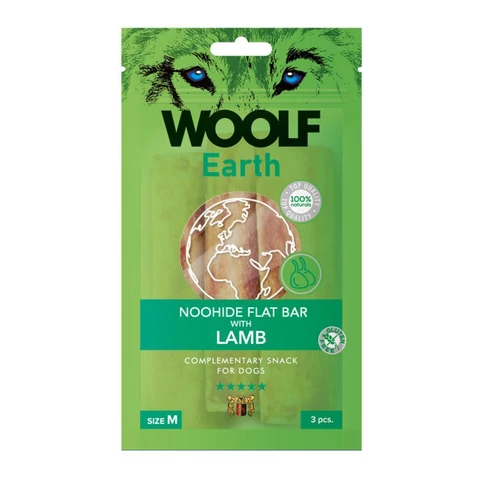 RD1062 Woolf Earth NOOHIDE kollagénes lap bárányhússal M 90g, 11,5x4x0,5cm, 3db/csomag (10db/krt)