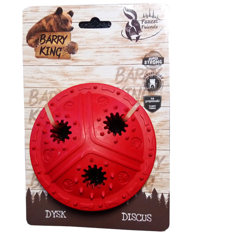 BK15109-Barry King extra erős kutyajáték -jutalomfalat adagoló piros discus 11cm