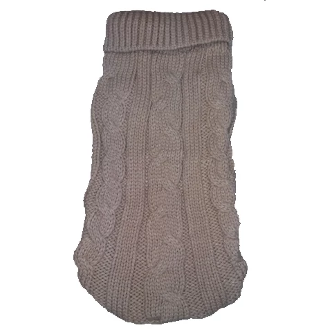 K00236-A bézs kötött kutyapulóver fonat mintával 30cm