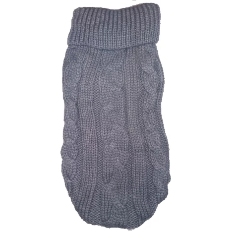 K00236-B szürke kötött kutyapulóver fonat mintával 30cm